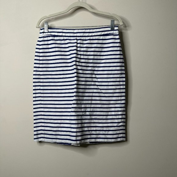 J. Crew White/Blue Striped The Pencil Skirt Women's 4 - Picture 1 of 5